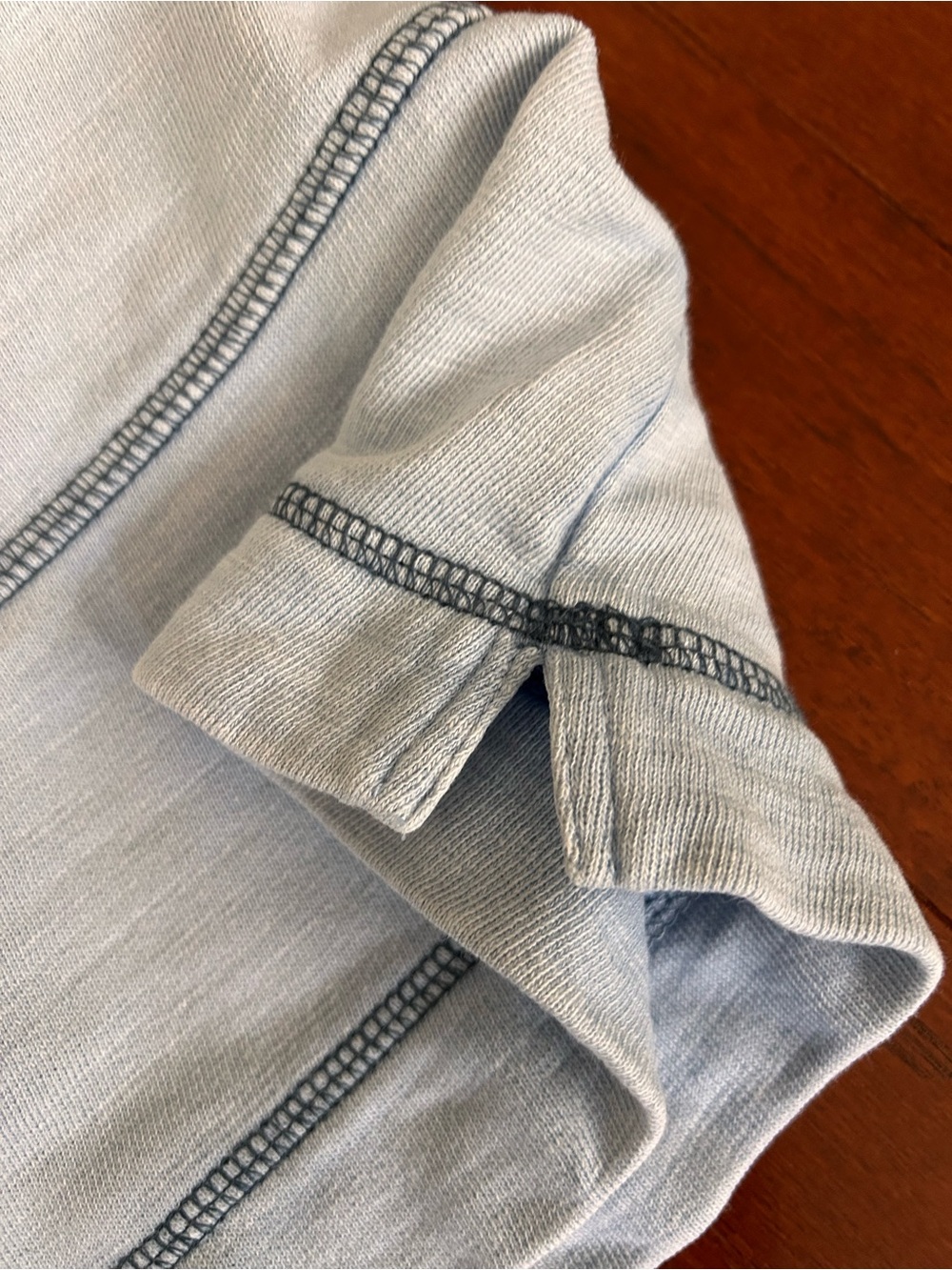 Pure Jill J Jill Blue Organic Cotton Slub Knit Split Neck Top Size large - Picture 5 of 7